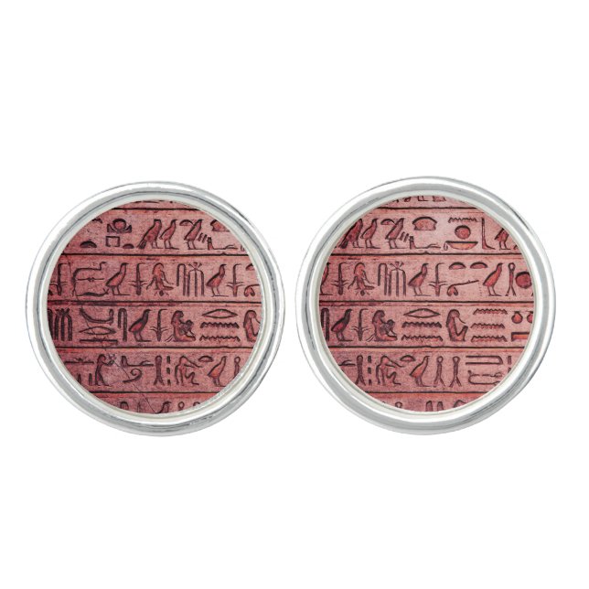 Ancient Egyptian Hieroglyphs Red Cufflinks (Front)