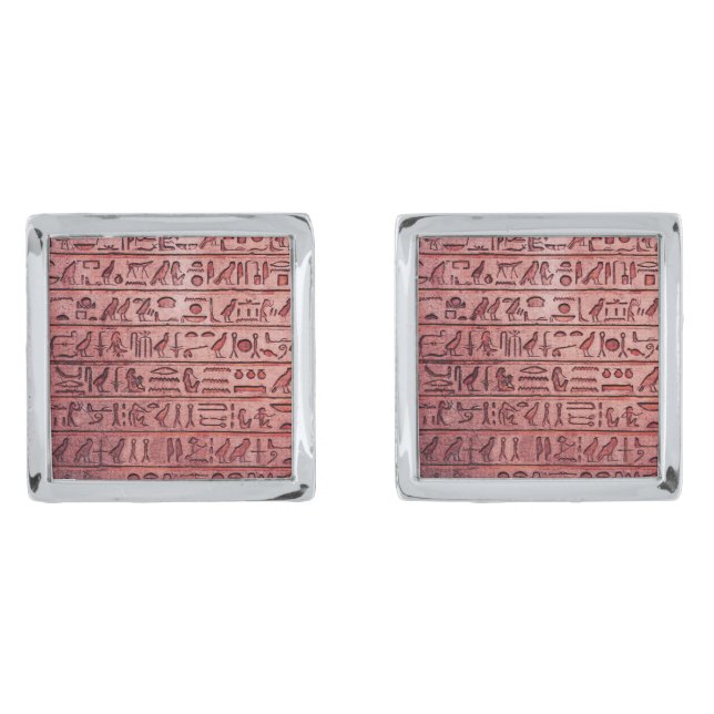 Ancient Egyptian Hieroglyphs Red Cufflinks (Front)
