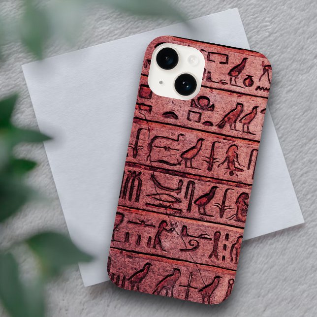 Ancient Egyptian Hieroglyphs Red iPhone 14 Case (Creator Uploaded)