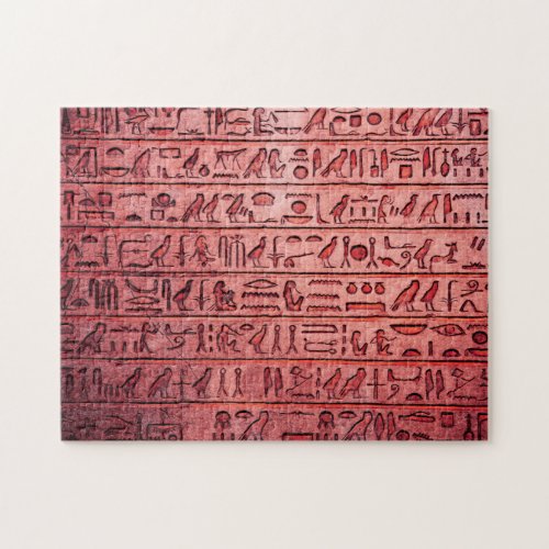 Ancient Egyptian Hieroglyphs Red Jigsaw Puzzle