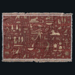 Ancient Egyptian hieroglyphs Red Leather and gold Throw Blanket<br><div class="desc">Ancient Egyptian hieroglyphs - Red Leather and gold</div>