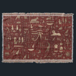 Ancient Egyptian hieroglyphs Red Leather and gold Throw Blanket<br><div class="desc">Ancient Egyptian hieroglyphs - Red Leather and gold</div>