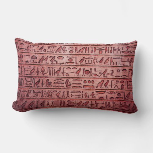 Ancient Egyptian Hieroglyphs Red Lumbar Pillow