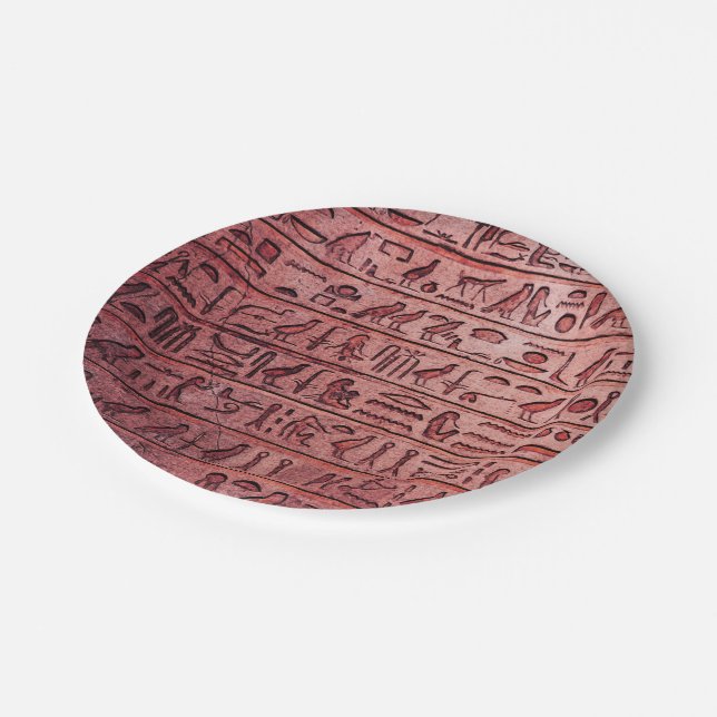 Ancient Egyptian Hieroglyphs Red Paper Plates (Angled)