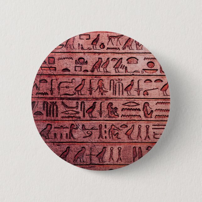 Ancient Egyptian Hieroglyphs Red Pinback Button (Front)