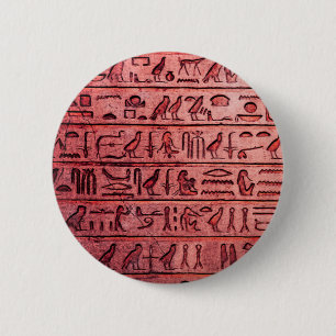 Ancient Egyptian Hieroglyphs Red Pinback Button