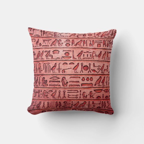 Ancient Egyptian Hieroglyphs _ Red Square Pillow