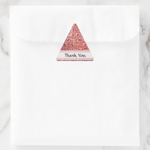 Ancient Egyptian Hieroglyphs Red Thank You Triangle Sticker