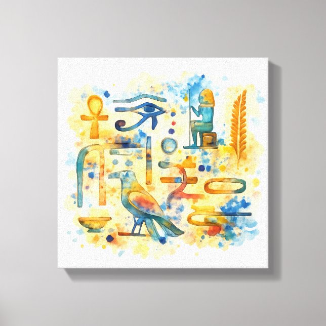 Ancient Egyptian Hieroglyphs Sacred Symbols Canvas Print (Front)