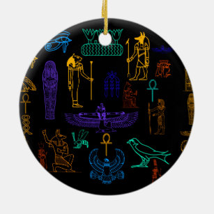 Ancient Egyptian Hieroglyphs & Symbols Ceramic Ornament