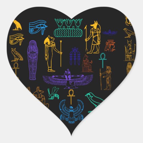Ancient Egyptian Hieroglyphs  Symbols Heart Sticker
