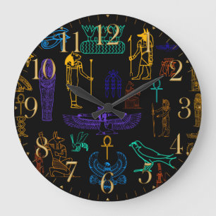 Ancient Egyptian Hieroglyphs & Symbols Large Clock