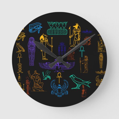 Ancient Egyptian Hieroglyphs  Symbols Round Clock
