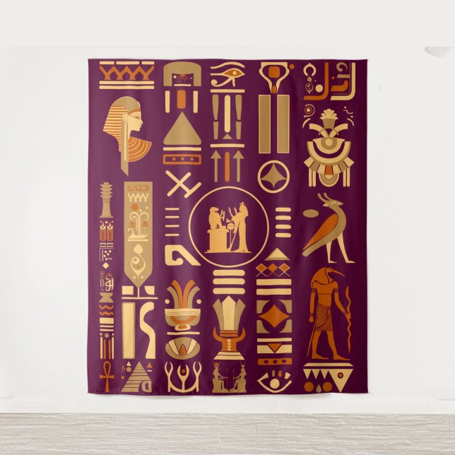 Ancient Egyptian Hieroglyphs Tapestry (Front)