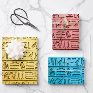 Ancient Egyptian Hieroglyphs Wrapping Paper Set