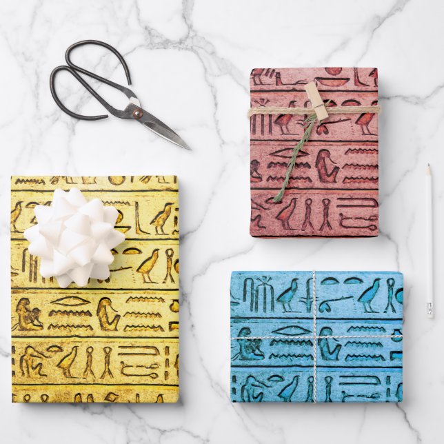 Ancient Egyptian Hieroglyphs Wrapping Paper Set (Front)