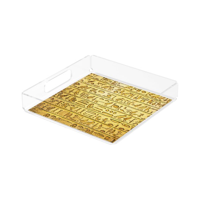 Ancient Egyptian Hieroglyphs Yellow Acrylic Tray (Angled)