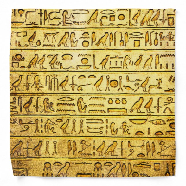 Ancient Egyptian Hieroglyphs Yellow Bandana (Front)