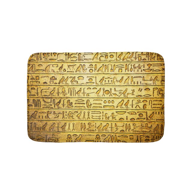 Ancient Egyptian Hieroglyphs Yellow Bathroom Mat (Front)