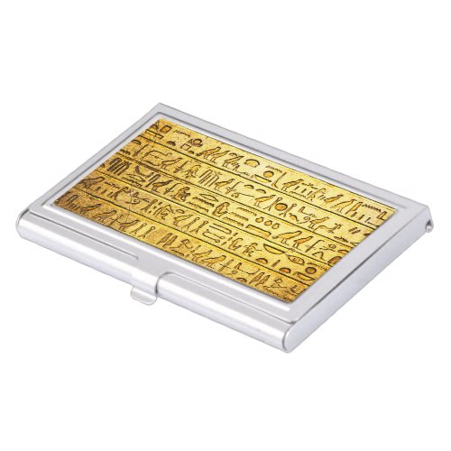 Ancient Egyptian Hieroglyphs Yellow Case For Business Cards