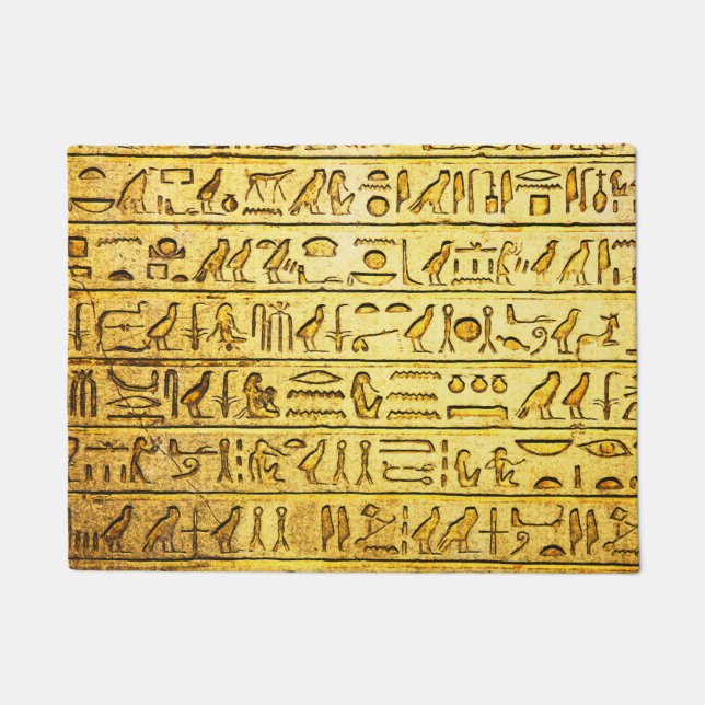 Ancient Egyptian Hieroglyphs Yellow Doormat (Front)