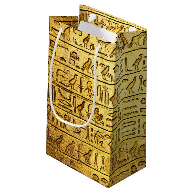 Ancient Egyptian Hieroglyphs Yellow Gift Bag (Back Angled)
