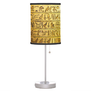 Ancient Egyptian Hieroglyphs Yellow Lamp