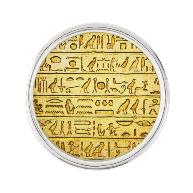 Ancient Egyptian Hieroglyphs Yellow Lapel Pin (Front)
