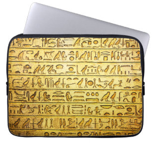 Ancient Egyptian Hieroglyphs Yellow Laptop Sleeve