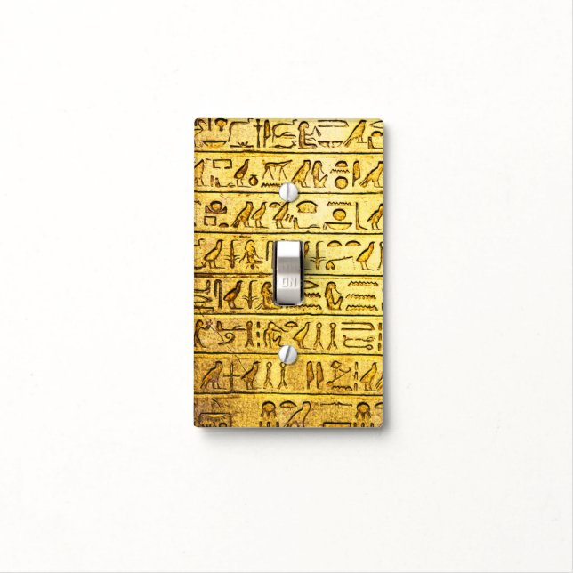 Ancient Egyptian Hieroglyphs Yellow Light Switch Cover (In Situ)