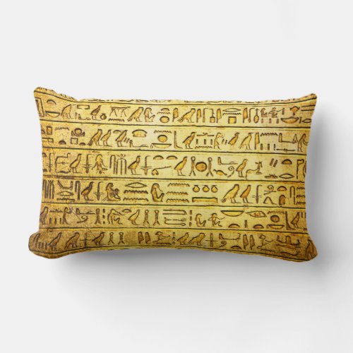 Ancient Egyptian Hieroglyphs Yellow Lumbar Pillow
