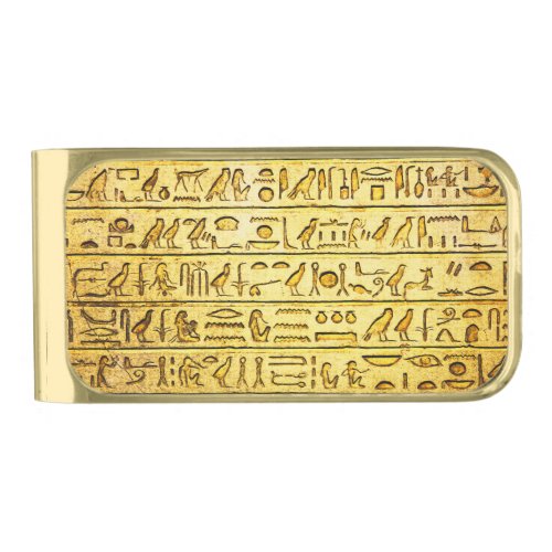Ancient Egyptian Hieroglyphs Yellow Money Clip