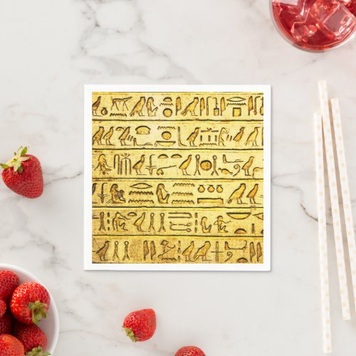 Ancient Egyptian Hieroglyphs Yellow Napkins