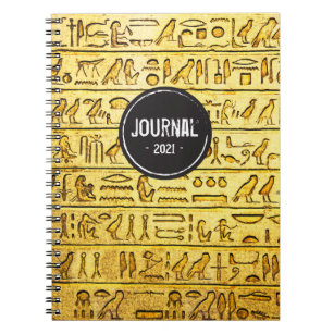Ancient Egyptian Hieroglyphs - Yellow Notebook