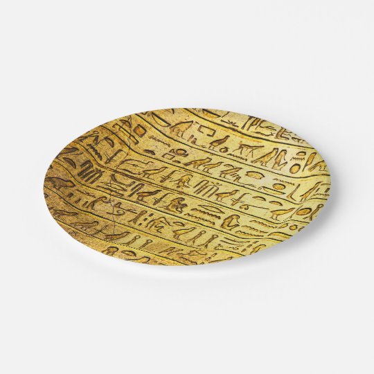 Ancient Egyptian Hieroglyphs Yellow Paper Plates