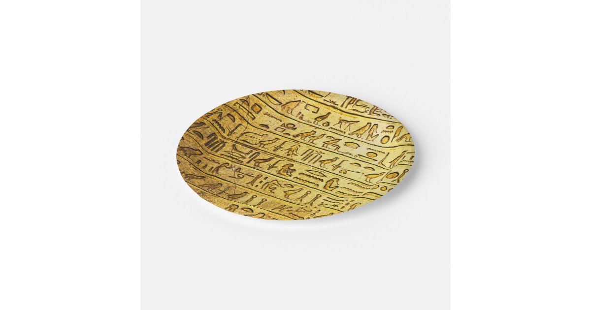 Ancient Egyptian Hieroglyphs Yellow Paper Plates Zazzle