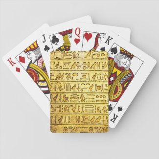 Ancient Egyptian Hieroglyphs Yellow Playing Cards