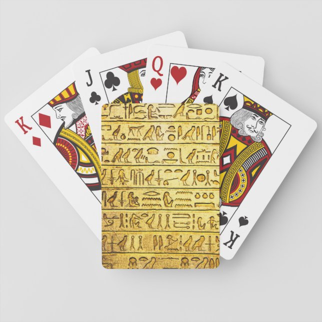 Ancient Egyptian Hieroglyphs Yellow Playing Cards (Back)