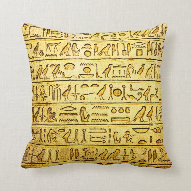 Ancient Egyptian Hieroglyphs Yellow Square Pillow