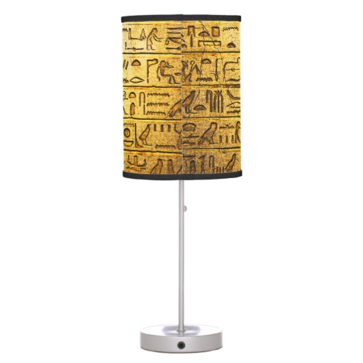 Ancient Egyptian Hieroglyphs Yellow Table Lamp (Back)