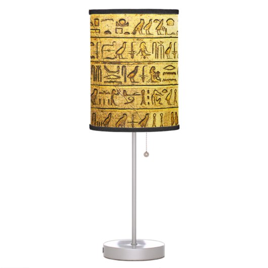 Ancient Egyptian Hieroglyphs Yellow Table Lamp (Left)