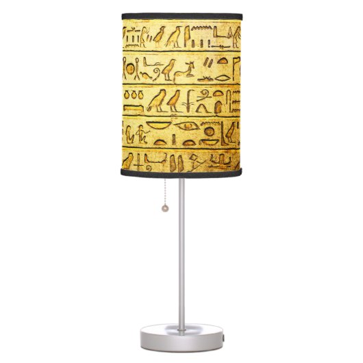 Ancient Egyptian Hieroglyphs Yellow Table Lamp (Right)