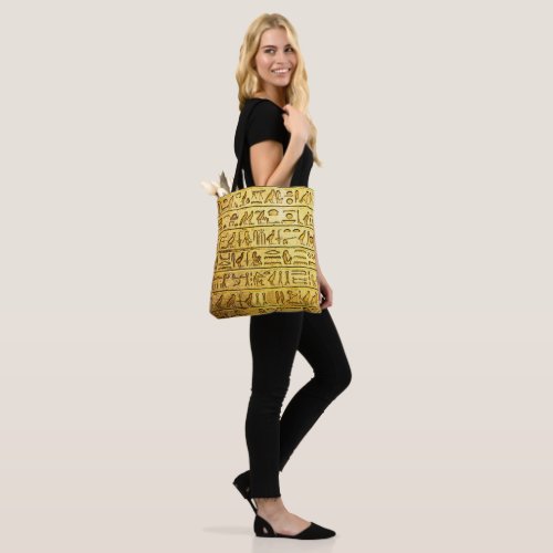 Ancient Egyptian Hieroglyphs Yellow Tote Bag