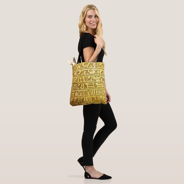 Ancient Egyptian Hieroglyphs Yellow Tote Bag (On Model)