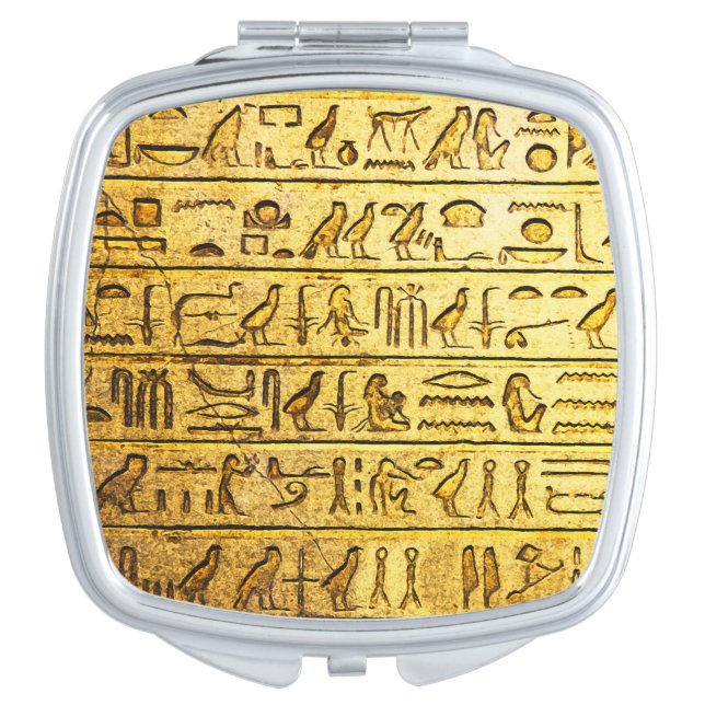 Ancient Egyptian Hieroglyphs Yellow Vanity Mirror (Front)