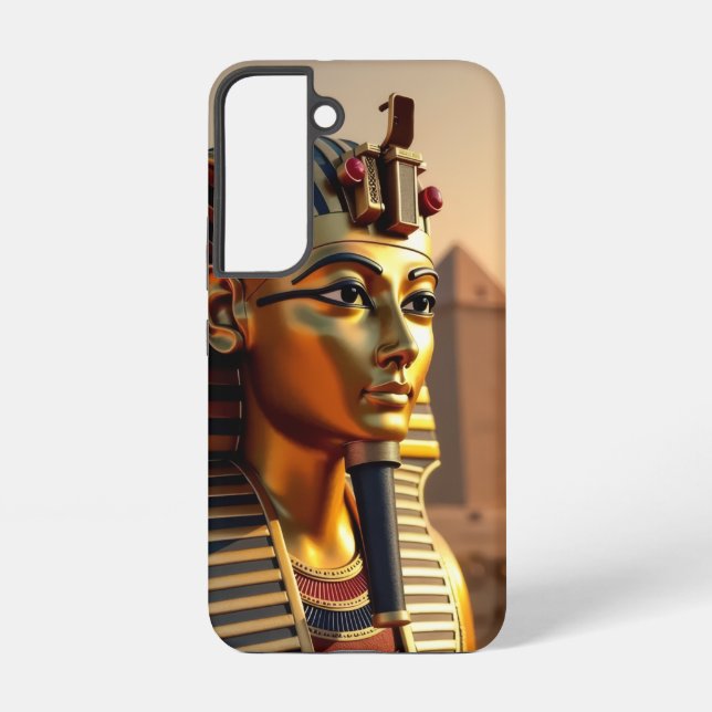 Ancient Egyptian King Tut Gold Mask with Pyramids Samsung Galaxy Case (Back)