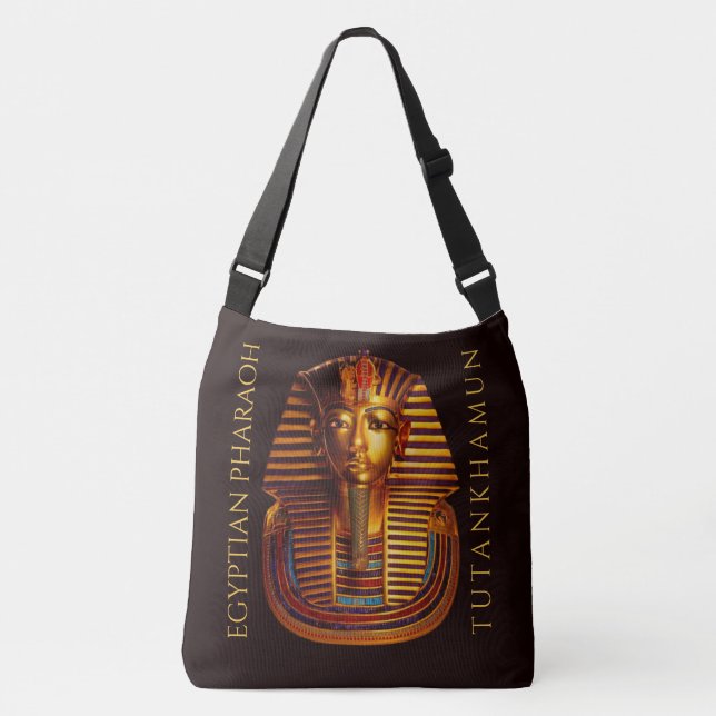 Ancient Egyptian King Tutankhamun Gold Burial Mask Crossbody Bag (Front)