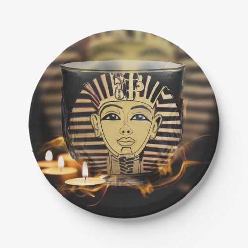 Ancient Egyptian King With Glowing Candle Lights P Paper Plates