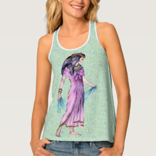 Ancient Egyptian Lady Purple Dress Blue Scarf Tank Top
