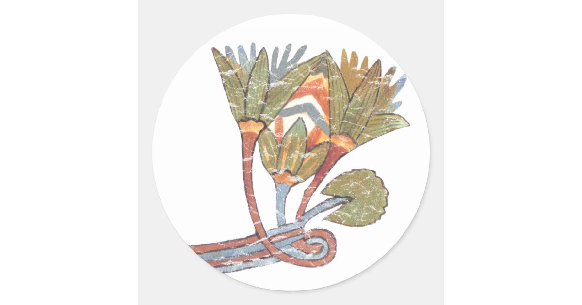 Ancient Egyptian Lotus Flower Classic Round Sticker | Zazzle